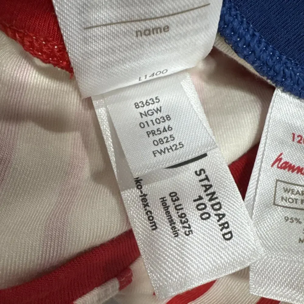 Hanna Andersson Boys Pajama Set & Pjs Top 120 6-7 Blue Plaid Red Stripes Holiday